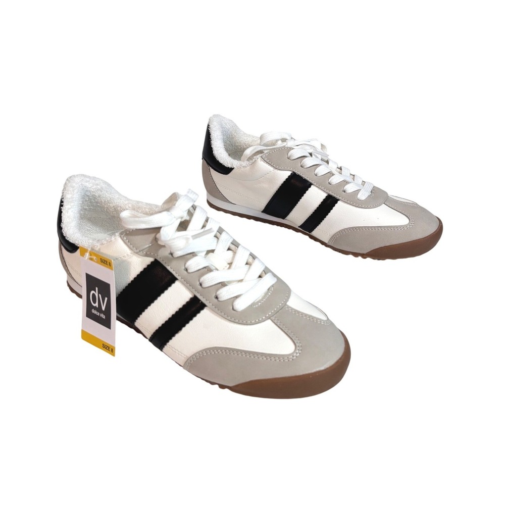 DV by Dolce Vita Revie Retro Sneakers Women's Sz 8 White Black Gray Gum Sole NWT